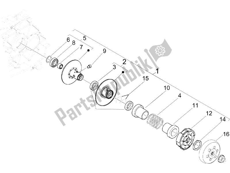 All parts for the Driven Pulley of the Piaggio Liberty 50 4T PTT B NL 2006