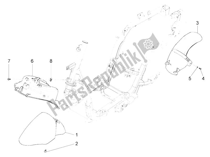 Toutes les pièces pour le Logement De Roue - Garde-boue du Piaggio FLY 125 4T E3 Vietnam 2012