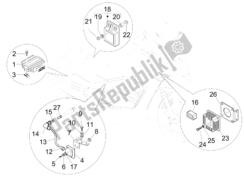 Toutes les pièces pour le Régulateurs De Tension - Unités De Commande électronique (ecu) - H. T. Bobine du Piaggio X8 400 IE Euro 3 UK 2006