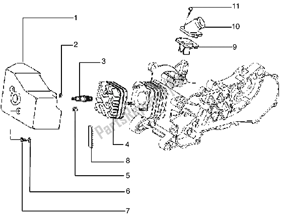 Tutte le parti per il Cappa Di Raffreddamento Della Testa Del Cilindro E Tubo Di Induzione del Piaggio Typhoon 125 X 2003