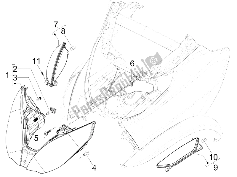 Toutes les pièces pour le Phares Avant - Clignotants du Piaggio MP3 125 IE 2008