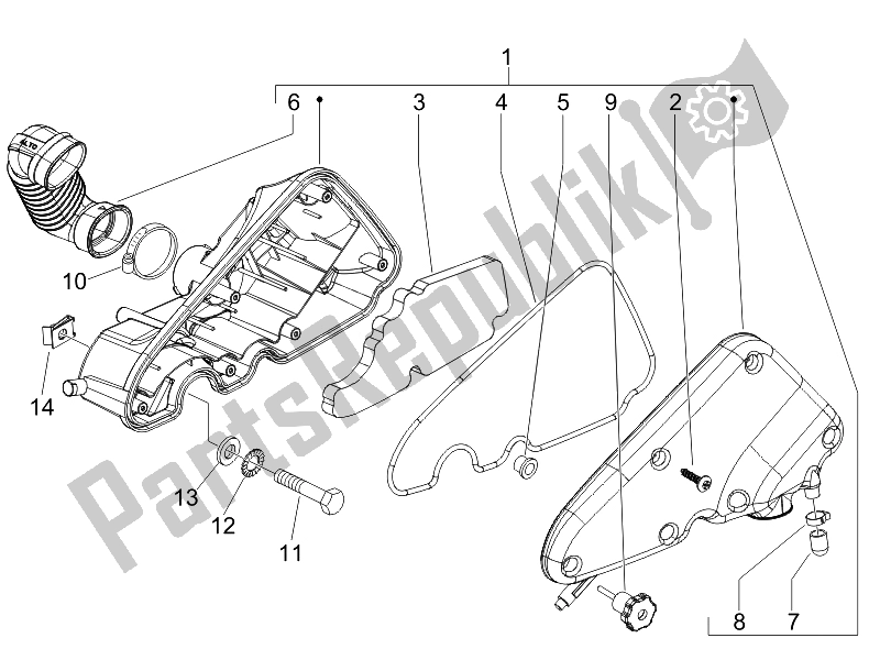 Toutes les pièces pour le Filtre à Air du Piaggio FLY 50 4T USA 2007