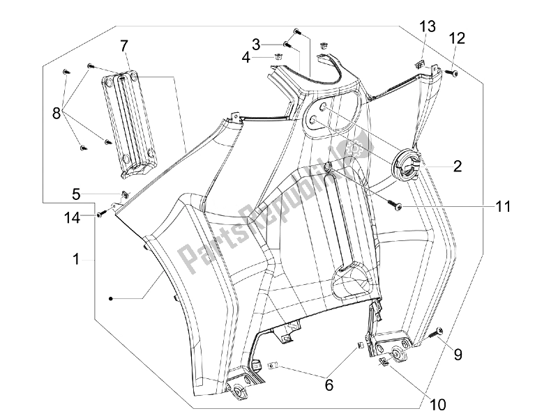 Todas las partes para Guantera Frontal - Panel De Rodilleras de Piaggio MP3 300 IE MIC 2010