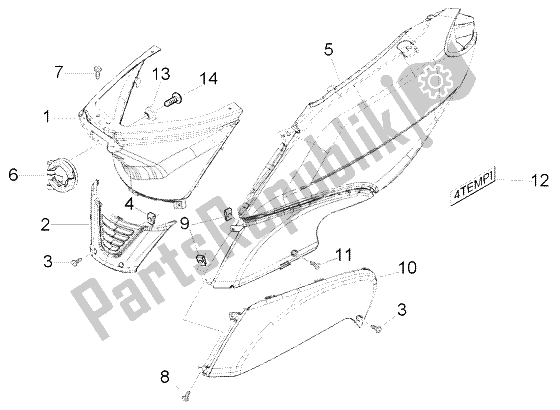 Todas as partes de Painéis Laterais do Piaggio FLY 50 4T 2004