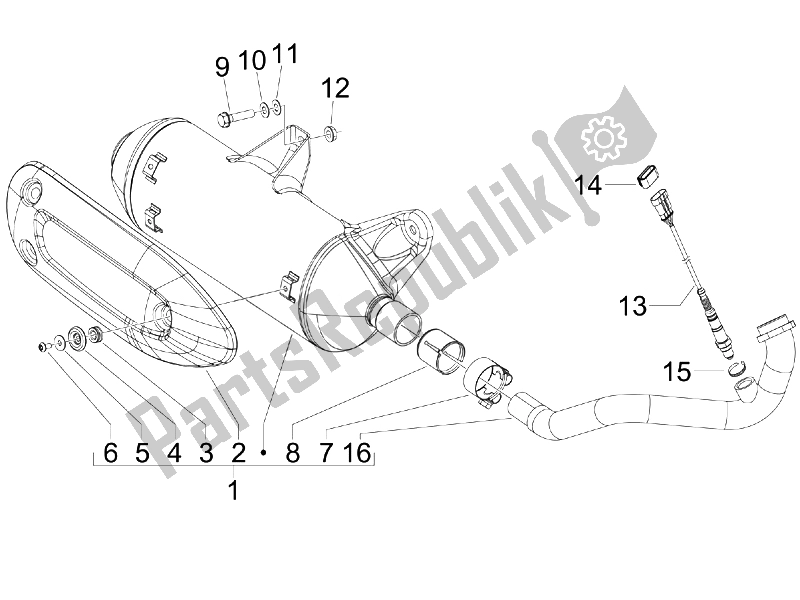 Todas las partes para Silenciador de Piaggio MP3 300 IE MIC 2010