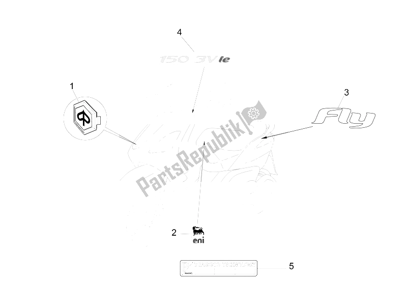 Todas las partes para Placas - Emblemas de Piaggio FLY 150 4T 3V IE Australia 2015