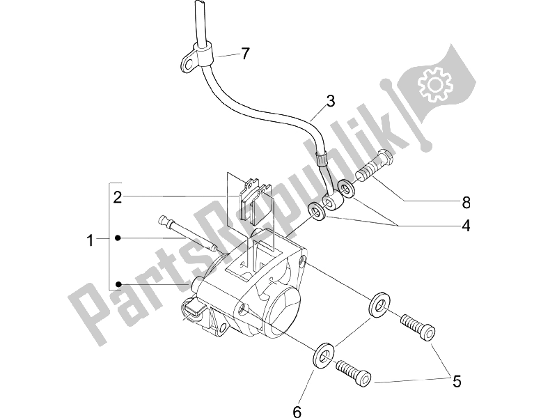 All parts for the Brakes Pipes - Calipers of the Piaggio Liberty 50 2T Sport UK 2006