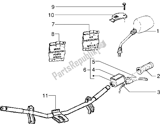 All parts for the Handlebars Component Parts (4) of the Piaggio NRG MC2 50 1996