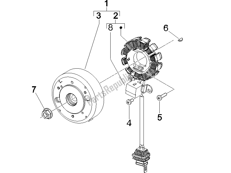 All parts for the Flywheel Magneto of the Piaggio NRG Power Pure JET 50 2005