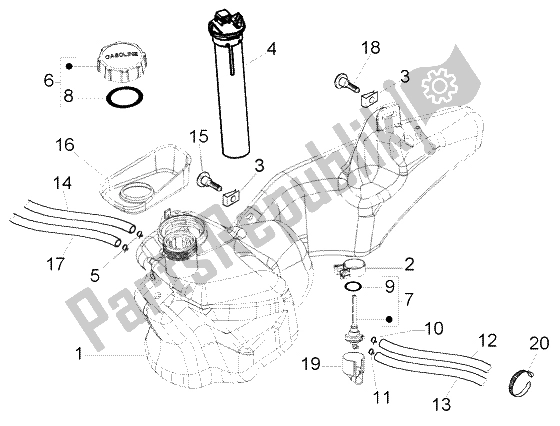 Alle onderdelen voor de Benzinetank van de Piaggio Liberty 200 Leader RST 2002