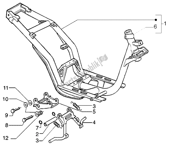 Toutes les pièces pour le Pied Central Chasis du Piaggio FLY 50 2T 2004