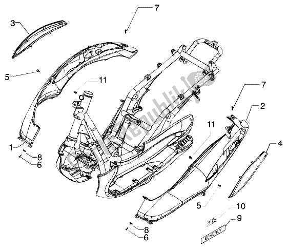 Tutte le parti per il Rivestimenti Laterali del Piaggio Beverly 125 RST 2004