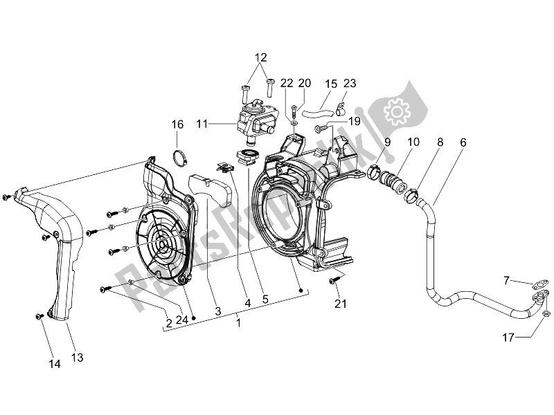 All parts for the Secondary Air Box of the Piaggio Liberty 125 4T PTT E3 F 2007