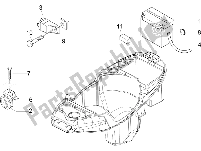 Toutes les pièces pour le Télécommandes - Batterie - Klaxon du Piaggio Liberty 50 4T 2005