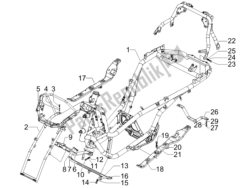Wszystkie części do Rama / Nadwozie (2) Piaggio MP3 250 USA 2007