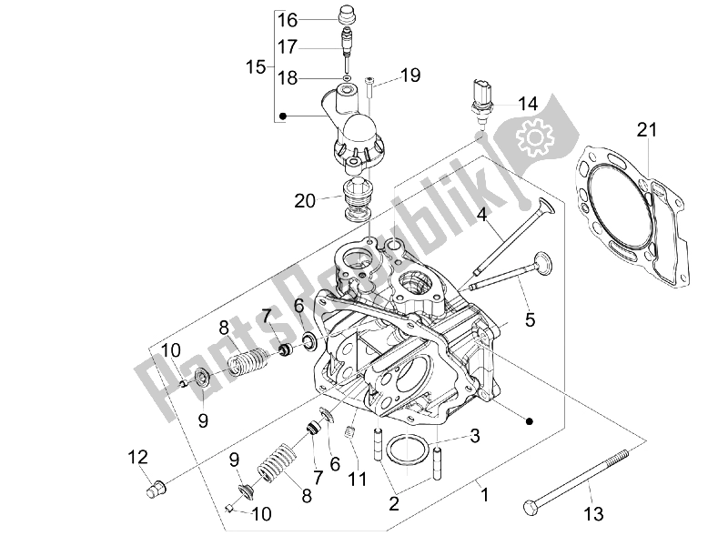 All parts for the Head Unit - Valve of the Piaggio BV 250 Tourer USA 2008