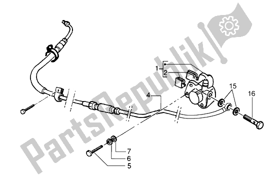 All parts for the Rear Caliper of the Piaggio NRG Purejet 50 2003