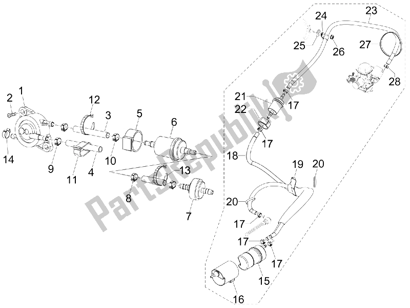 Toutes les pièces pour le Système D'alimentation du Piaggio MP3 125 2006