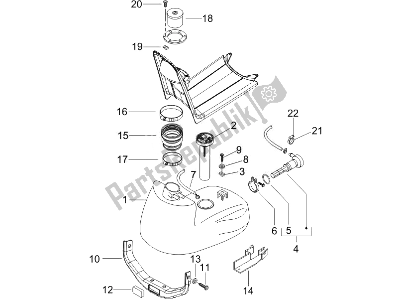 Tutte le parti per il Serbatoio Di Carburante del Piaggio NRG Power DT Serie Speciale 50 2007