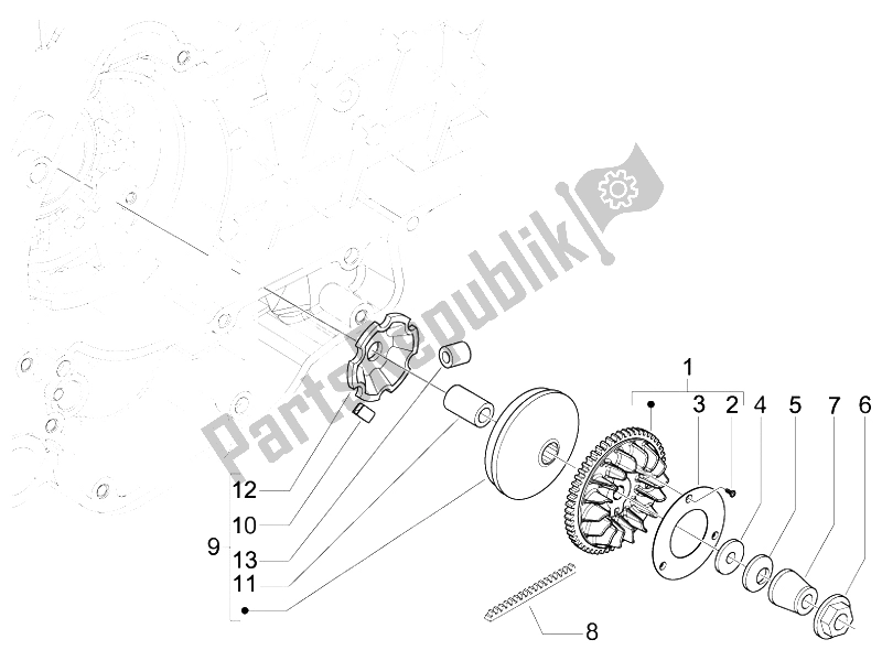 Toutes les pièces pour le Poulie Motrice du Piaggio X8 125 Premium Euro 2 2006