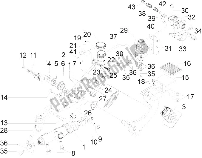 Todas as partes de Pedais De Controle - Alavancas do Piaggio MP3 500 LT Sport Business 2011