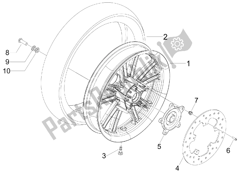 Toutes les pièces pour le Roue Arrière du Piaggio Beverly 400 IE Tourer E3 2008