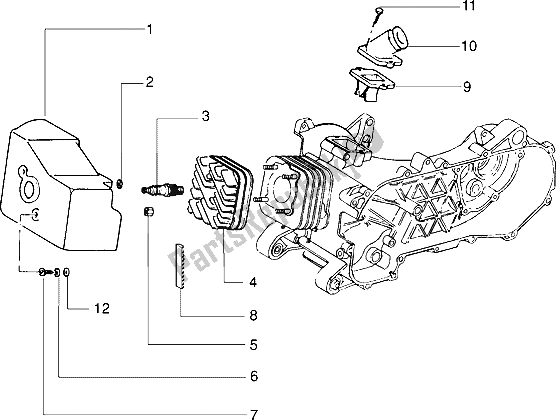 Alle onderdelen voor de Cilinderkop En Inductiebuis van de Piaggio Skipper 125 1998