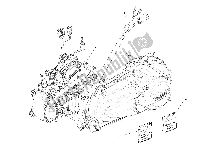 All parts for the Engine, Assembly of the Piaggio MP3 300 IE Touring 2011