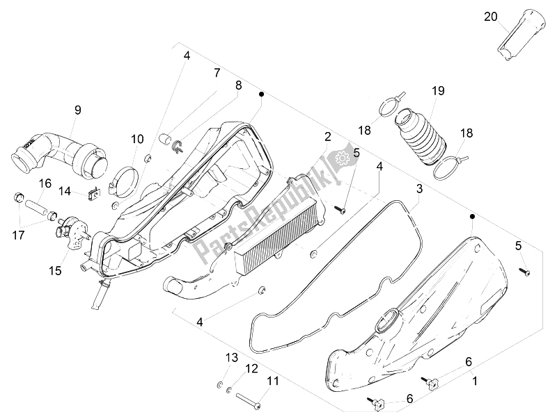 Toutes les pièces pour le Filtre à Air du Piaggio Liberty 125 Iget 4T 3V IE ABS Asia 2015