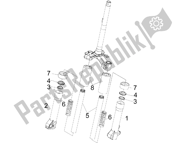 Tutte le parti per il Componenti Di Fork (accompagnatori) del Piaggio Liberty 50 4T Delivery TNT 2009