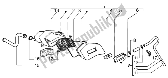 All parts for the Secondary Air Box of the Piaggio NRG MC3 DD 50 2002