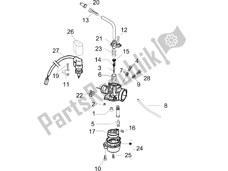 Toutes les pièces pour le Composants Du Carburateur du Piaggio Typhoon 50 UK 2006