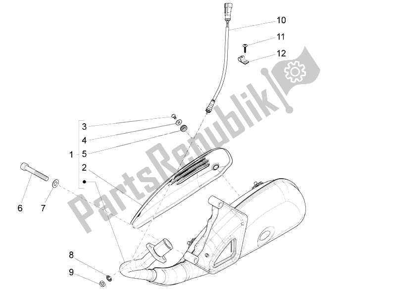 All parts for the Silencer of the Piaggio Liberty 150 4T 3V IE LEM Vietnam 2014