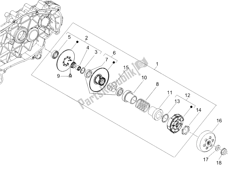 Toutes les pièces pour le Poulie Menée du Piaggio Liberty 125 4T Sport E3 UK 2006