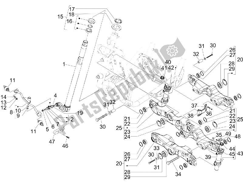 Toutes les pièces pour le Fourche / Tube De Direction - Palier De Direction du Piaggio MP3 250 IE MIC 2008