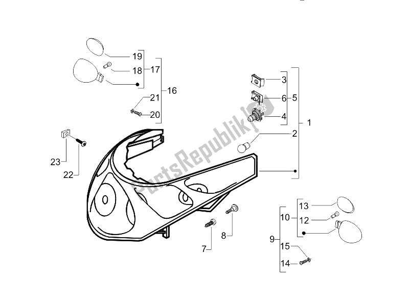 Toutes les pièces pour le Phares Avant - Clignotants du Piaggio BV 250 USA 2006