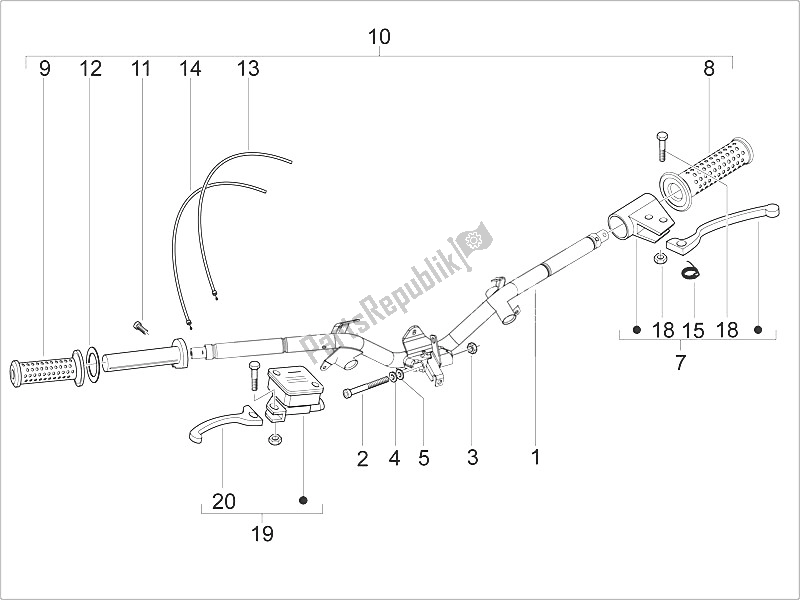 Toutes les pièces pour le Guidon - Master Cil. Du Piaggio Liberty 125 4T 2V IE E3 Vietnam 2011