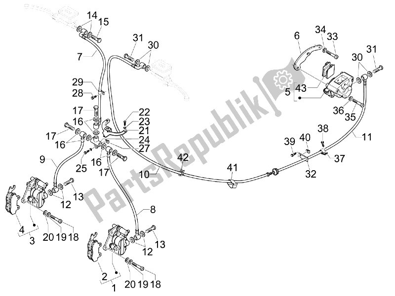 All parts for the Brakes Pipes - Calipers of the Piaggio X EVO 400 Euro 3 2007