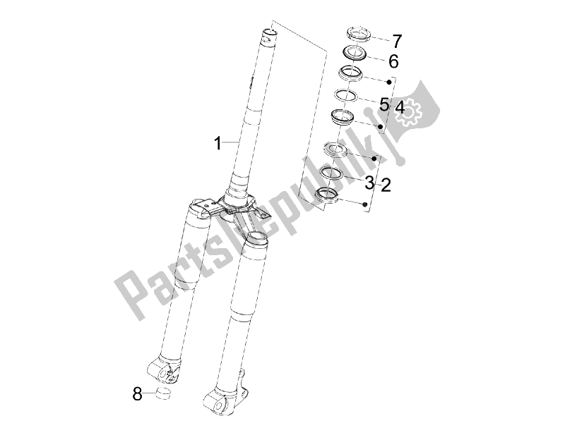 Tutte le parti per il Forcella / Tubo Sterzo - Unità Cuscinetto Sterzo del Piaggio Liberty 50 2T 2006