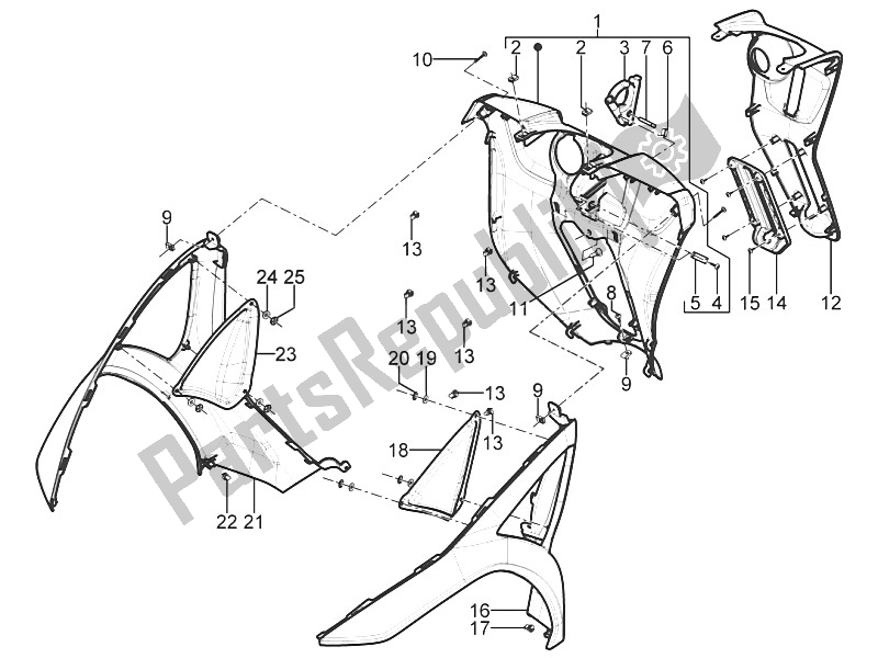 Todas las partes para Guantera Frontal - Panel De Rodilleras de Piaggio MP3 300 Yourban ERL 2011