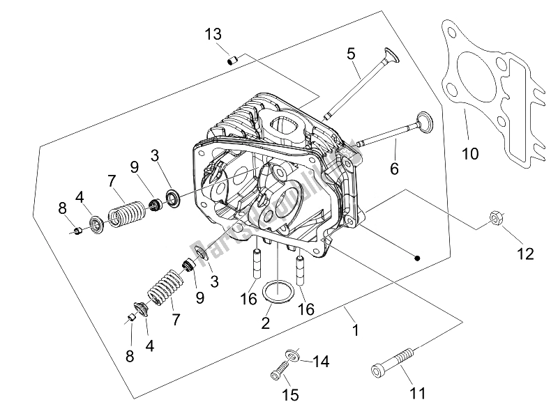 Toutes les pièces pour le Unité De Tête - Valve du Piaggio Liberty 50 4T PTT B NL 2007