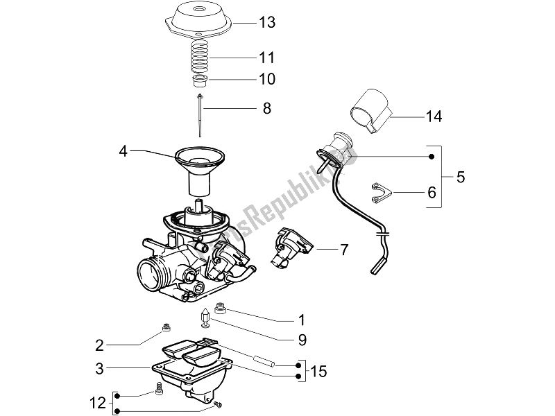 All parts for the Carburetor's Components of the Piaggio Liberty 125 4T PTT E3 A 2007