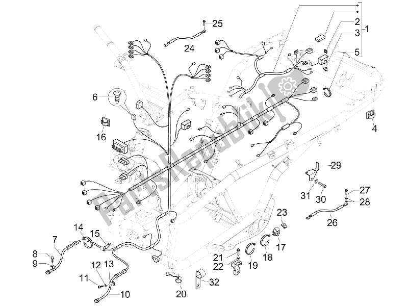 Toutes les pièces pour le Faisceau De Câbles Principal du Piaggio MP3 400 RL Touring 2011