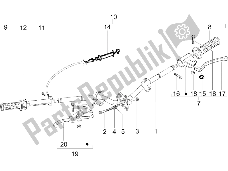 All parts for the Handlebars - Master Cil. Of the Piaggio Liberty 200 4T 2006