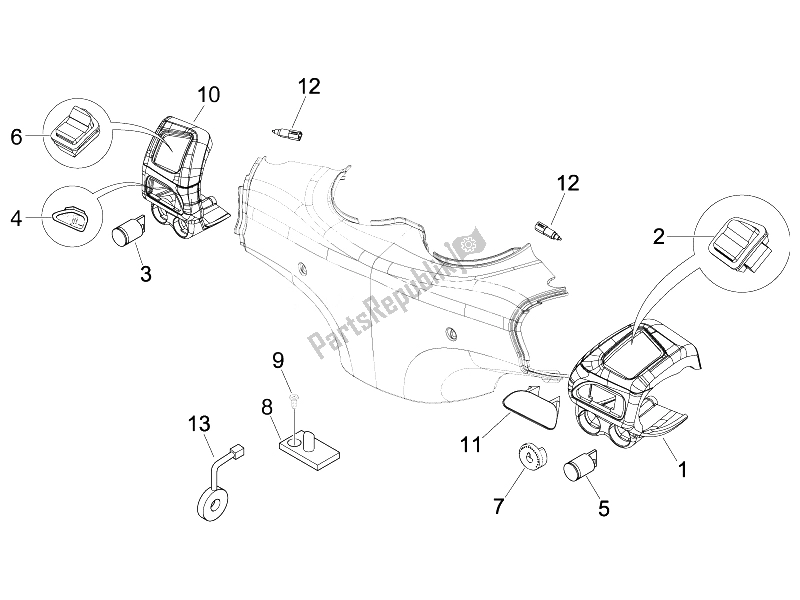 Todas las partes para Selectores - Interruptores - Botones de Piaggio Beverly 125 E3 2007