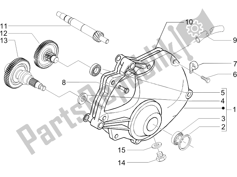 All parts for the Reduction Unit of the Piaggio BV 500 Tourer USA 2008