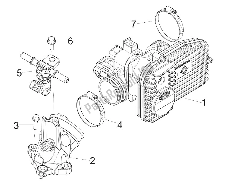 Todas las partes para Cuerpo Del Acelerador - Inyector - Tubo De Unión de Piaggio MP3 300 IE E4 LT Business Sport ABS EU 2016