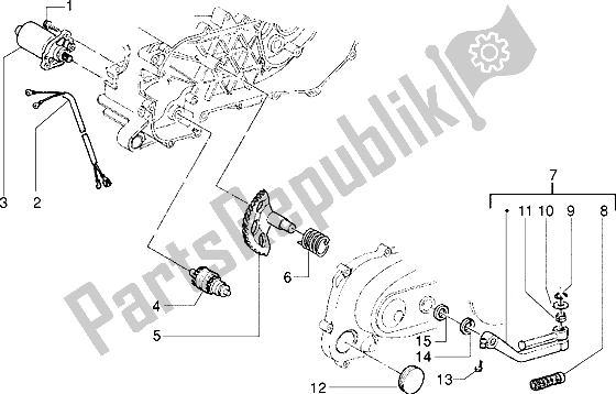 All parts for the Starting Motor-starter Lever of the Piaggio ZIP SP 50 1996