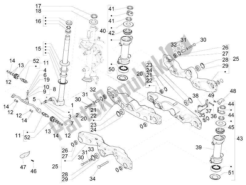 Toutes les pièces pour le Fourche / Tube De Direction - Palier De Direction du Piaggio MP3 500 LT Business Emea 2014