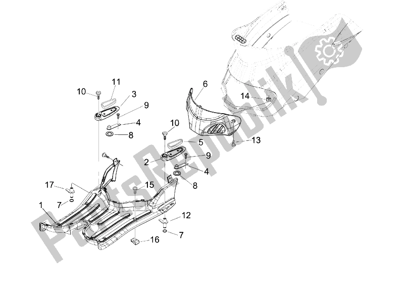 All parts for the Central Cover - Footrests of the Piaggio Liberty 50 2T UK 2007